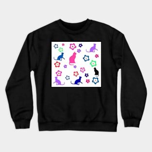 Cats and Flowers -  Gifts Cat Lovers Crewneck Sweatshirt